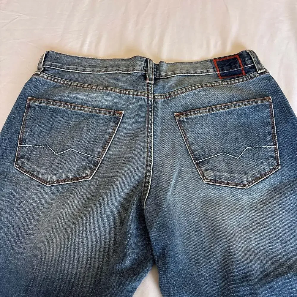 Hugo Boss Orange HB2 Straight Leg Jeans 34x32 Light Wash Distressed Y2K Mens Den